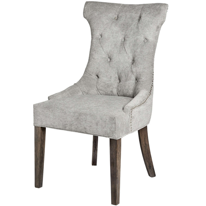 High Wing Dining Chair with ring pull - Silver