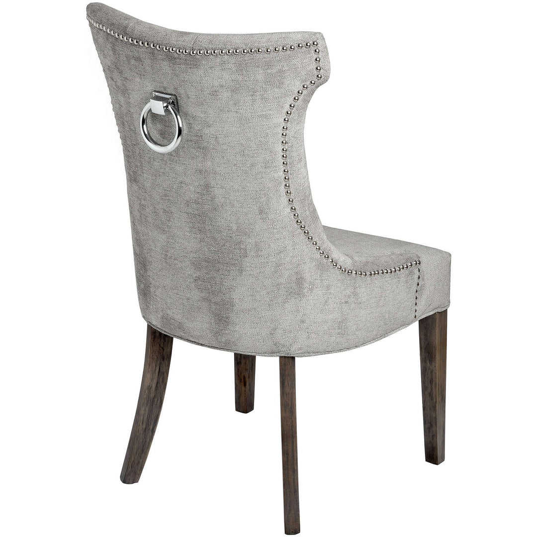 High Wing Dining Chair with ring pull - Silver