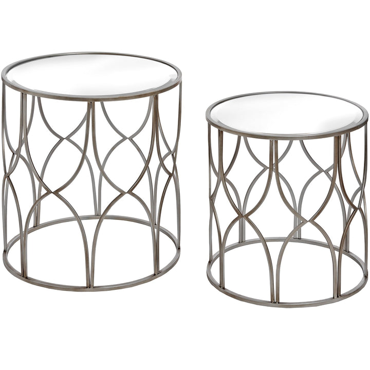 Pair of Lattice Detail Silver Side Tables