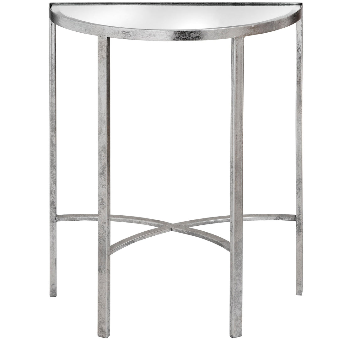 Silver Half Moon Side Table With Mirror Top