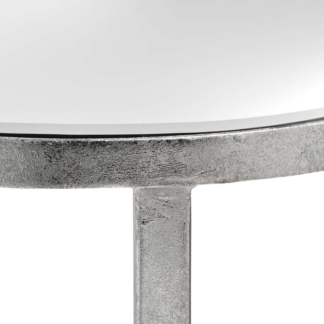 Silver Half Moon Side Table With Mirror Top