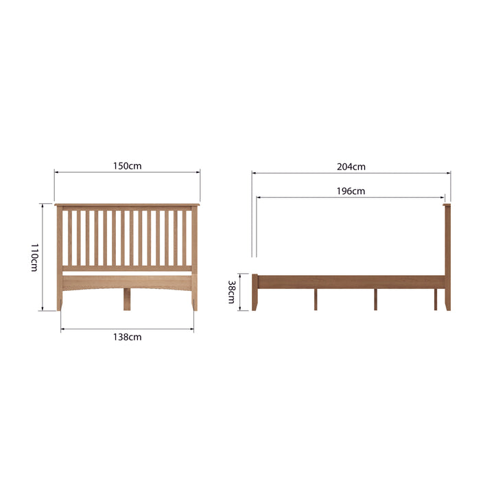 Grafton Oak  4'6" Double Bed Frame