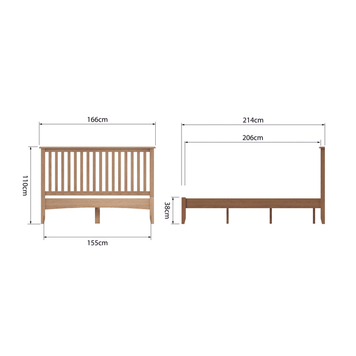 Grafton Oak 5ft King size Bed Frame