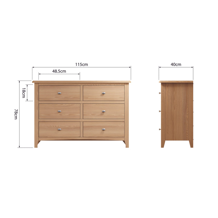 Grafton Oak Wide Chest of drawers