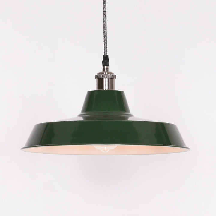 Factory Style Pendant Light - Green Enamel