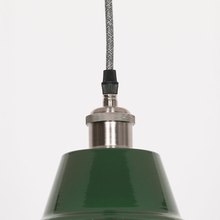 Large Factory Style Pendant Light - Green Enamel
