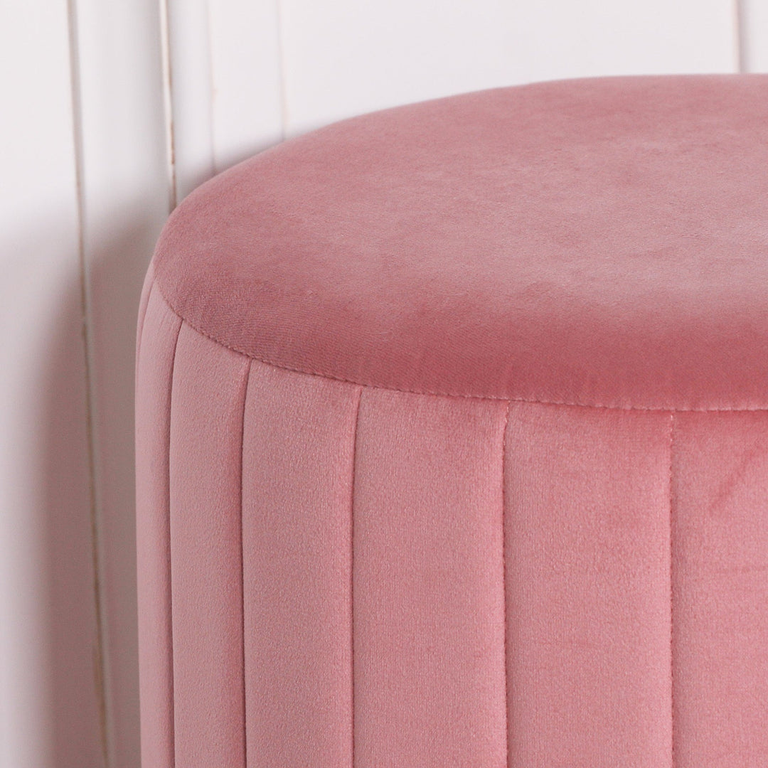 Velvet Round Stool - Pink