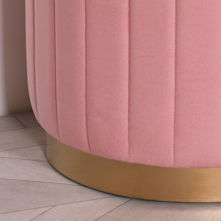 Velvet Round Stool - Pink